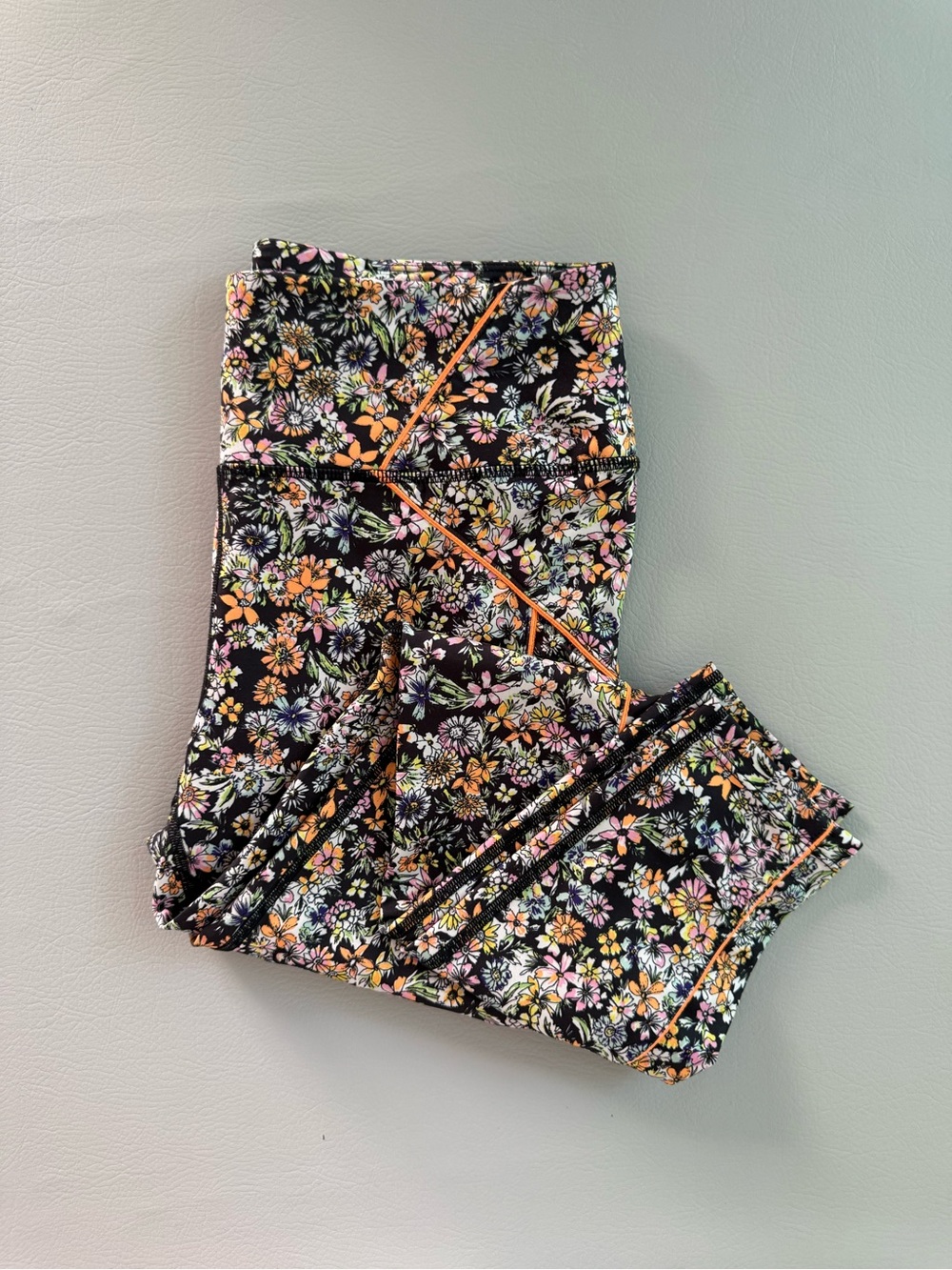 Free People Movement Eden Floral Leggings Black Neon Floral Print & Trim MEDIUM